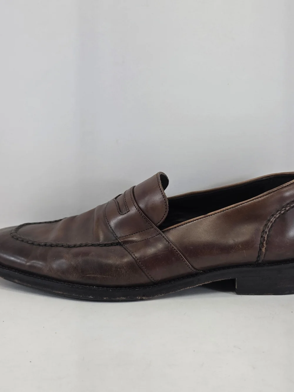Cole Haan Men’s 12M Brown Leather Penny Loafers Moc Toe Dress Shoes